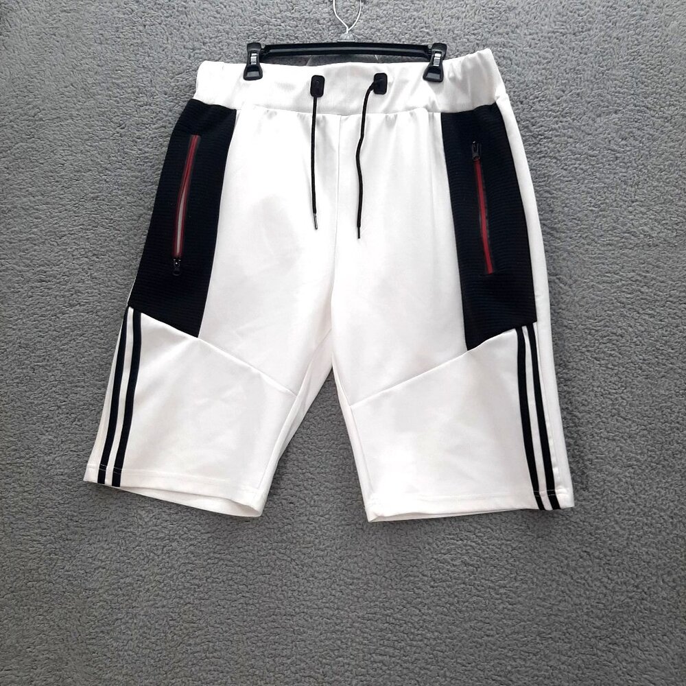 Vertical Sport Mens Athletic Shorts White Black Sz XXL Pockets